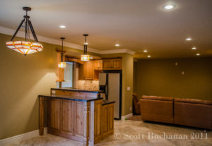 Stone tile floor, Knotty alder cabinets, Granite counters