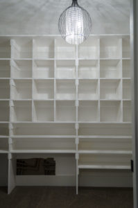 white melamine shelving